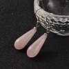 Teardrop Platinum Tone Brass Natural Rose Quartz Dangle Earrings EJEW-M058-10-1