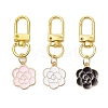 3Pcs 3 Colors Flower Alloy Enamel Pendant Decorations HJEW-JM02691-2