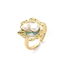 Brass Enamel Cuff Rings RJEW-K291-04G-03-4