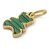 Ion Plating(IP) 304 Stainless Steel Pave Synthetic Malachite Bear Charms with Jump Rings STAS-B075-01G-01-2