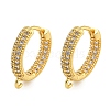 Rack Plating Brass Micro Pave Clear Cubic Zirconia Hoop Earrings Findings KK-F876-20G-1