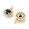 Square Brass Micro Pave Cubic Zirconia Charms KK-B102-09G-2