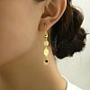 Elegant Brass Coin Flat Round Tassel Hoop Earrings BR6200-4