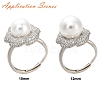 Flower Brass Micro Pave Cubic Zirconia Adjustable Ring Settings KK-K297-03P-4