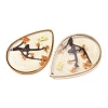 Brass & Transparent Epoxy Resin & Dried Flower Pendants RESI-G133-03G-04-2