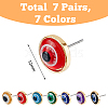 FIBLOOM 7 Pairs 7 Colors Resin Evil Eye Stud Earrings for Women EJEW-FI0001-71-2