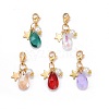 Glass Teardrop & Imitation Pearl & Star Pendant Decorations HJEW-FS0001-02-1