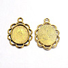 Tibetan Style Alloy Pendant Cabochon Settings TIBEP-0584-G-LF-1