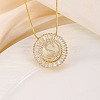 Brass Pave Clear Cubic Zirconia Ring with Letter Pendant Box Chain Necklaces FS-WG44D8C-19-1
