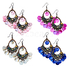 FIBLOOM 4 Pairs 4 Colors Natural Shell Boho Chandelier Earrings EJEW-FI0002-07-1