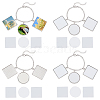 4Pcs Alloy Sublimation Blank Square & Flat Round Charms Bracelets BJEW-PH01797-1