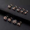 316L Surgical Stainless Steel Clear Cubic Zirconia L-Shaped Nose Rings WG135CD-03-1