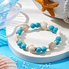 Round & Turtle Dyed Synthetic Turquoise & Magnesite Beaded Stretch Bracelets for Women BJEW-JB10936-02-2