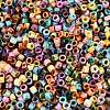Opaque Picasso Cylinder Glass Beads SEED-Q039-06A-M-3