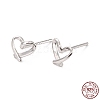 Anti-Tarnish Open Heart Rhodium Plated 925 Sterling Silver Stud Earrings EJEW-I259-07P-4