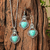 Bohemian Style Zinc Alloy & Synthetic Turquoise Pendant Necklaces & Dangle Earrings Sets WG40DB6-09-1