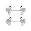 304 Stainless Steel Micro Pave Clear Cubic Zirconia Nipple Rings WGA4B87-05-1