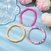 3Pcs 3 Colors Polymer Clay Disc Beaded Stretch Bracelet Sets BJEW-JB10441-01-2