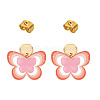 Brass Printing Acrylic Butterfly Dangle Stud Earrings EJEW-TA00671-1