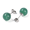 Natural Green Aventurine Stud Earrings EJEW-Z060-04P-01-1