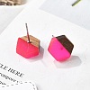 Resin & Walnut Stud Earrings EJEW-R013-01P-3