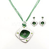 Rhombus Alloy Enamel Stud Earrings & Pendant Necklaces Sets FS-WGC3B96-02-2