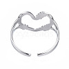 304 Stainless Steel Heart Open Cuff Ring X-RJEW-T023-80P-2