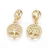 Brass Micro Pave Clear Cubic Zirconia European Dangle Charms OPDL-L016-05G-2