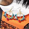 Glass Seed Beads & Synthetic Turquoise Boho Dangle Earrings EJEW-MZ00287-2