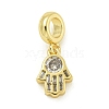 Rack Plating Brass Micro Pave Clear Cubic Zirconia European Dangle Pendants KK-Z067-28G-1