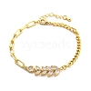 Brass Micro Pave Clear Cubic Zirconia Link Bracelets BJEW-U020-10G-4