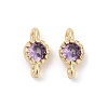 Brass Cubic Zirconia Flat Round Connector Charms KK-H204-02KCG-01-1