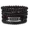 4Pcs Weave Imitation Leather Multi-strand Bracelets for Men WGB022D-30-1