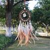 Natural Citrine Chips Woven Net/Web with Feather Pendant Decoration WICH-PW0001-39C-1