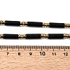 Natural Black Onyx(Dyed & Heated) & Synthetic Non-magnetic Hematite Column Beaded Necklaces with 304 Stainless Steel End Chains NJEW-K301-01A-5