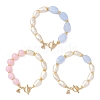 3Pcs 3 Styles Imitation Gemstone & ABS Imitation Pearl Acrylic Beaded Bracelets for Women BJEW-JB12157-2
