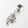 Antique Silver Tone Large Hole Alloy Rhinestone European Dangle Charms CPDL-E028-27AS-2