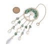 Wire Wrapped Natural Green Aventurine Chip Tree of Life Window Hanging Prism Ornaments HJEW-TA00283-03-3