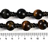 Natural Yellow Tiger Eye & Dyed Blue Tiger Eye 3-Hole Guru Beads Strands G-H064-E05-04A-5