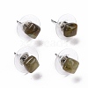 Natural Labradorite Ear Studs EJEW-K091-01P-01-1