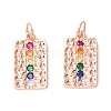 Brass Micro Pave Colorful Cubic Zirconia Pendants KK-B048-02RG-1