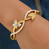 Butterfly Natural Shell with Cubic Zirconia Cuff Bangles JJ4773-1-2