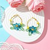 Woven Glass Flower Huggie Hoop Earring EJEW-MZ00235-01-2