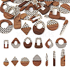 26Pcs 13 Styles Printed Opaque Resin & Walnut Wood Pendants RESI-TA0001-89-9