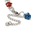 304 Stainless Steel Enamel Flower Link Chain Bracelets with Glitter Powder BJEW-S153-05P-03-3