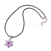 Glass Seed Beads & Polymer Clay & Evil Eye Lampwork Snowflake Pendant Necklaces NJEW-MZ00102-05-4