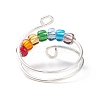 Glass Seed Rotating Beaded Cuff Ring RJEW-JR00511-07-6