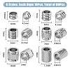 SUPERFINDINGS 60Pcs 6 Style 201 Stainless Steel European Beads STAS-FH0002-06-2