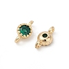 Brass Cubic Zirconia Flat Round Connector Charms KK-H204-02KCG-02-3