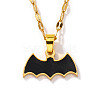 Stainless Steel Enamel Halloween Bat Pendant Dapped Chain Necklaces EL6242-2